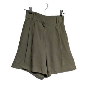 H&M Shorts Women Size 2 High Rise Pleated Wide Leg Olive Green
